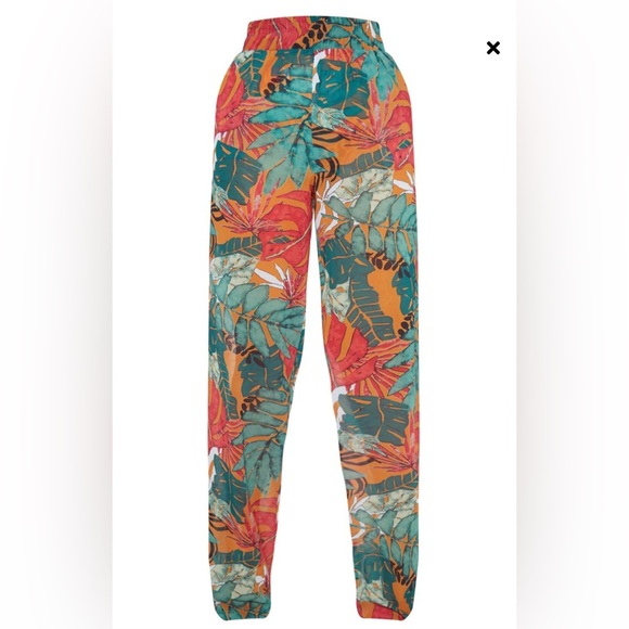 Orange Big Leaf Wide Leg Beach Top and Trousers size 6 - Picture 9 of 12